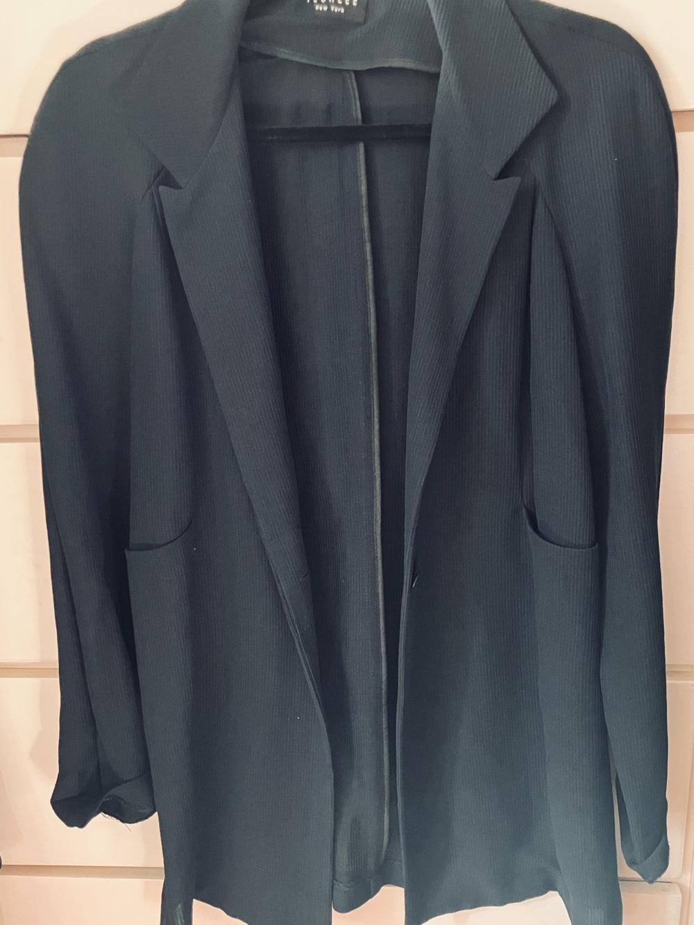 Ribbed Open-Front Black Blazer Jacket